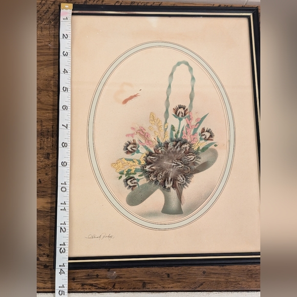 Ida Bisek Procop Painting Prairie Pictures Feather Flower Craft Art Handmade VTG - Picture 7 of 10